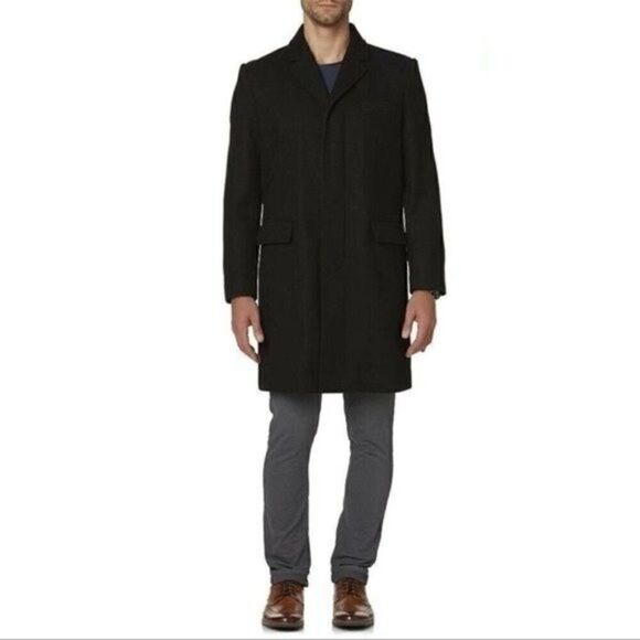 Structure Mens Navy blue Wool Coat Size Large BoxU medium length - Picture 1 of 9